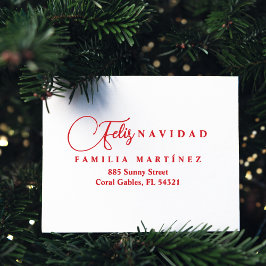 Minimalist Modern Spanish Feliz Navidad Address Zelfinktende Stempel