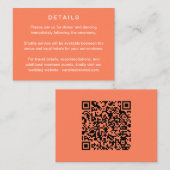 Minimalist Modern Tangerine Wedding Details Informatiekaartje (Voorkant / Achterkant)