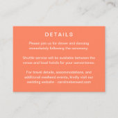 Minimalist Modern Tangerine Wedding Details Informatiekaartje (Voorkant)