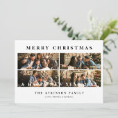 Minimalist Modern Trend Collage 4 Photos Christmas Feestdagenkaart (Staand voorkant)