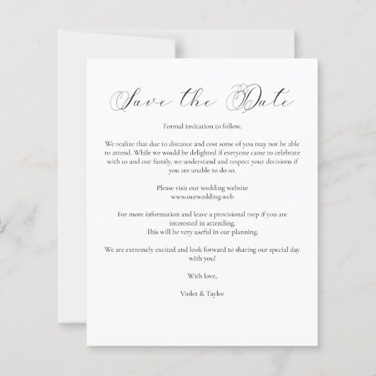 Minimalist Modern Typography Script Wedding Photo (Achterkant)