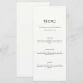 Minimalist Modern Typography Wedding Menu Card (Voorkant / Achterkant)