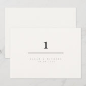 Minimalist Modern Typography Wedding Table Number Kaart (Voorkant / Achterkant)