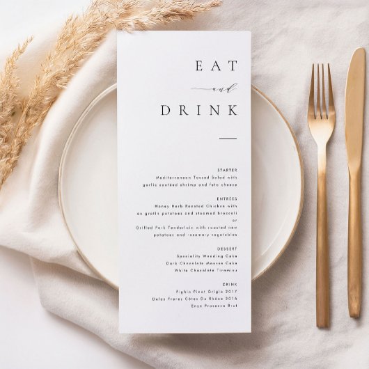 Minimalist Modern Wedding Dinner Menu