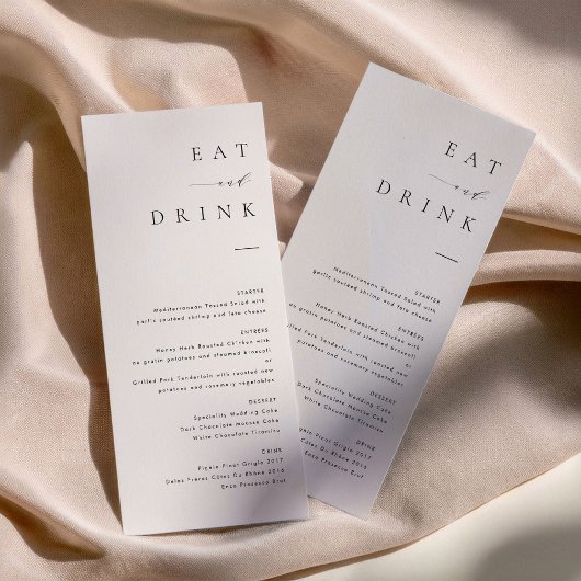 Minimalist Modern Wedding Dinner Menu