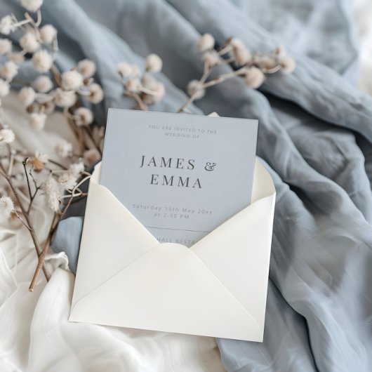 Minimalist Modern Wedding Dusky Blue Kaart
