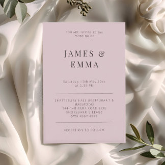Minimalist Modern Wedding Dusky Rose Kaart