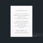 Minimalist Modern Wedding Informatiekaartje<br><div class="desc">Minimalist modern wedding enclosure card featuring clean typography,  timeless serif fonts,  and an elegant layout. This design embraces “quiet luxury” — where simplicity,  spacing,  and refined details create a sophisticated look that never goes out of style.  Perfect for couples planning a modern,  classic,  or editorial-style wedding.</div>