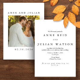 Minimalist Modern Wedding Invitation with a photo Kaart