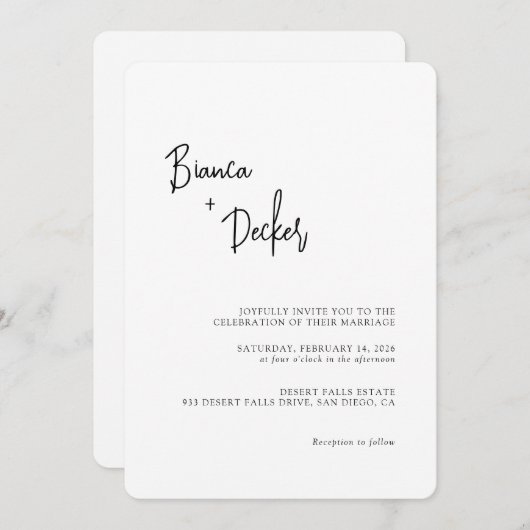 Minimalist Modern Wedding Kaart (Voorkant / Achterkant)