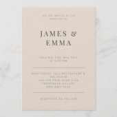 Minimalist Modern Wedding Soft Latte Kaart (Voorkant)