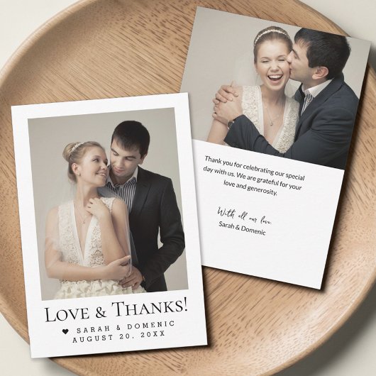 Minimalist Modern Weddings Heart Love & Thanks Bedankkaart