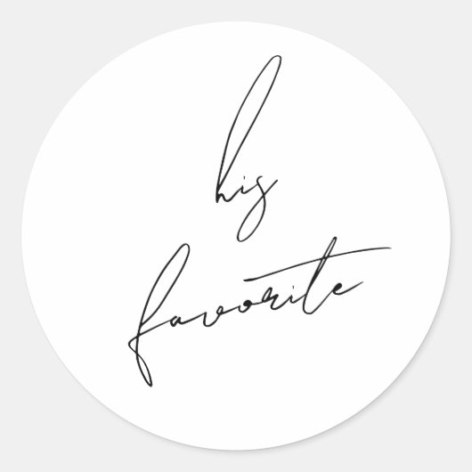 Minimalist Modern & Whimsical His Favorite Ronde Sticker (Voorkant)