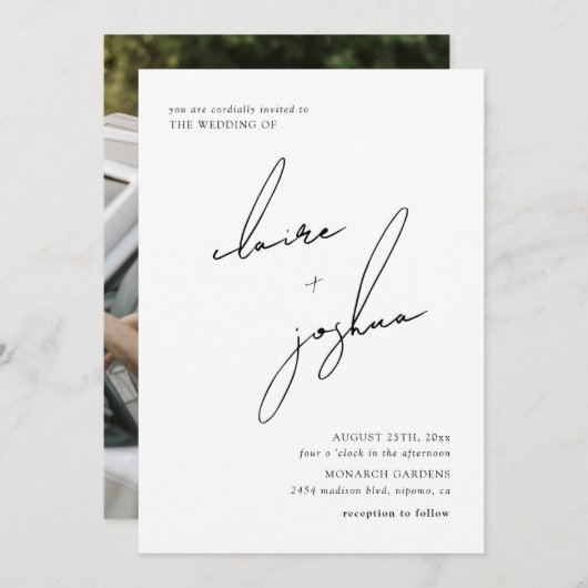 Minimalist Modern & Whimsical Script Kaart (Voorkant / Achterkant)