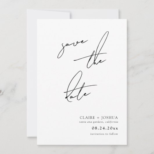 Minimalist Modern & Whimsical Script Save the Date Kaart (Voorkant)