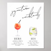 Minimalist Modern & Whimsical Signature Cocktails Poster (Voorkant)