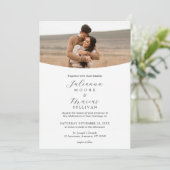 Minimalist Modern White Photo Wedding Kaart (Staand voorkant)