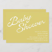 Minimalist Modern Yellow Retro Script Baby Shower Kaart (Voorkant / Achterkant)