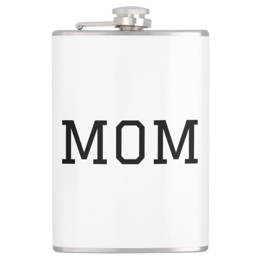 Minimalist "MOM" Black Typography Plain White Heupfles (Voorkant)