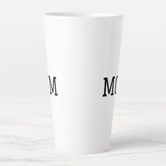 Minimalist "MOM" Black Typography Plain White Latte Mok (Voorkant)