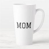 Minimalist "MOM" Black Typography Plain White Latte Mok (Rechts)