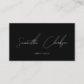 Minimalist Monochrome Black Handwritten Script Visitekaartje (Voorkant)
