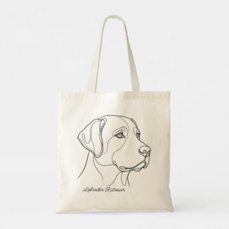 Minimalist Monochrome Labrador Retriever Line Art Tote Bag