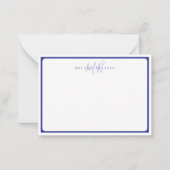 Minimalist Monogram Blue Pointed Curve Border Notitiekaartje (Voorkant)
