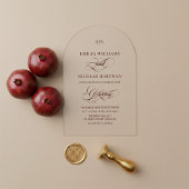 Minimalist Monogram Burgundy Red Wedding Acryl Uitnodigingen