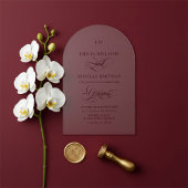 Minimalist Monogram Burgundy Red Wedding Acryl Uitnodigingen