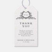 Minimalist Monogram Calligraphy Crest Wedding Cadeaulabel (Voorkant)