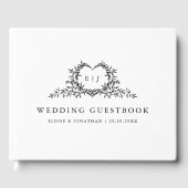Minimalist Monogram Calligraphy Crest Wedding Gastenboek (Voorkant)