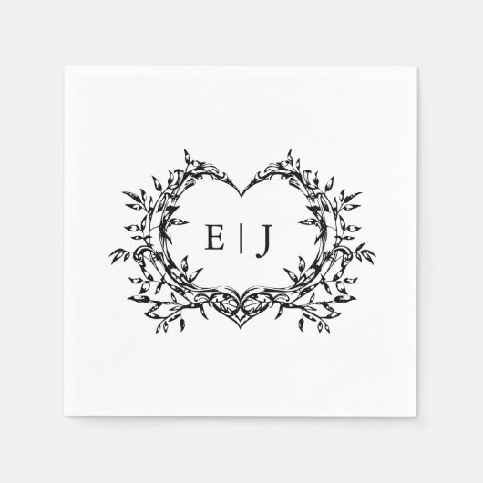 Minimalist Monogram Calligraphy Crest Wedding Servet (Voorkant)