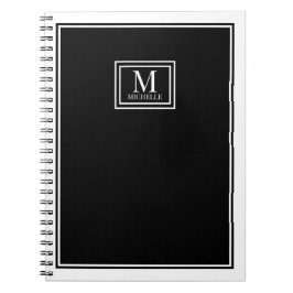 Minimalist Monogram Chic Double Boarder Black Notitieboek