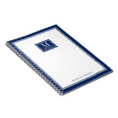 Minimalist Monogram Chic Double Boarder Navy Blue Notitieboek (Rechterzijde)