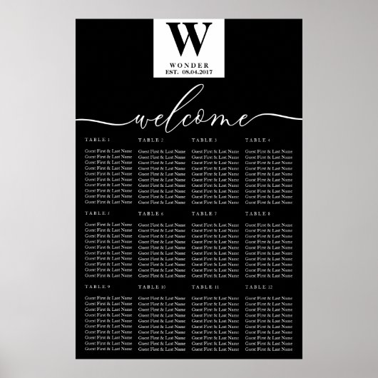 Minimalist Monogram | Contemporary Newlywed Weddin Poster (Voorkant)
