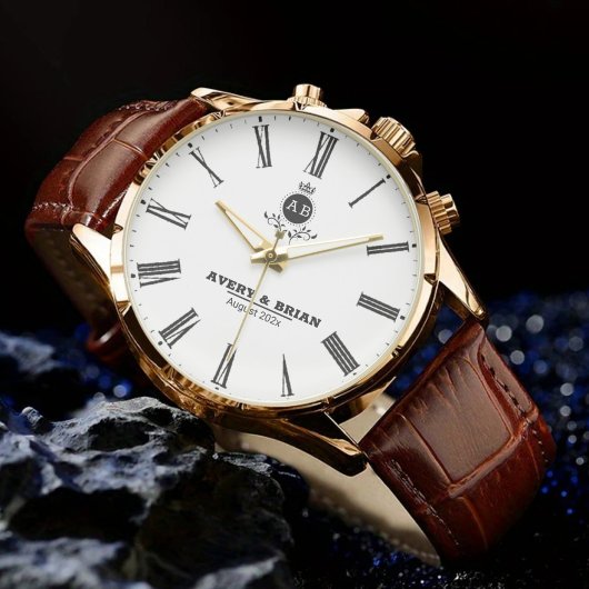 Minimalist Monogram Custom Engraved  Name  Horloge