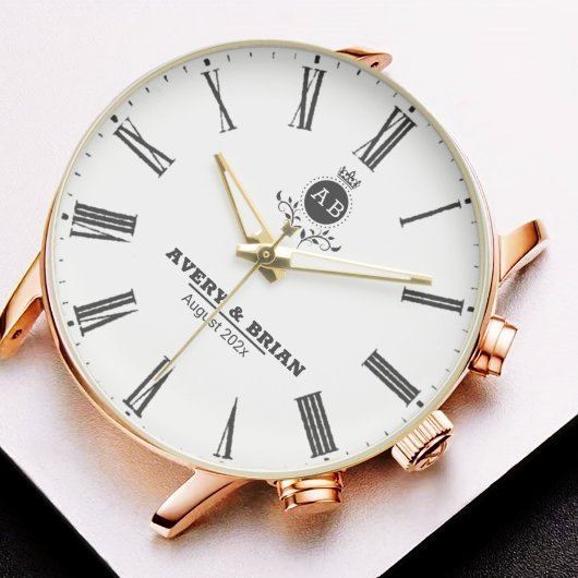 Minimalist Monogram Custom Engraved  Name  Horloge