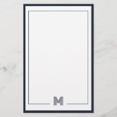 Minimalist Monogram Double Border Stationery Briefpapier (Voorkant)
