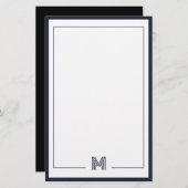 Minimalist Monogram Double Border Stationery Briefpapier (Voorkant / Achterkant)