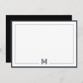 Minimalist Monogram Double Border Stationery Notitiekaartje (Voorkant / Achterkant)