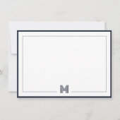 Minimalist Monogram Double Border Stationery Notitiekaartje (Voorkant)
