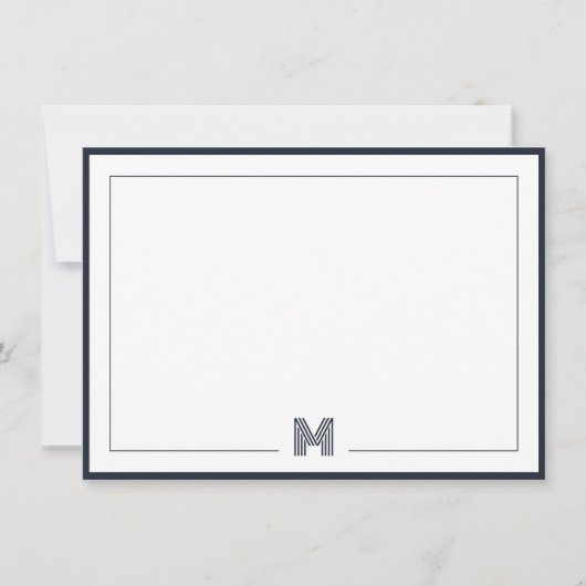 Minimalist Monogram Double Border Stationery Notitiekaartje (Voorkant)