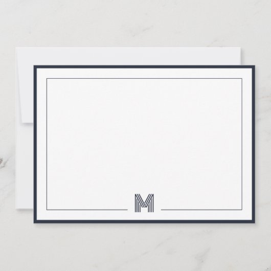 Minimalist Monogram Double Border Stationery Notitiekaartje (Voorkant)