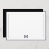 Minimalist Monogram Double Border Stationery Notitiekaartje (Voorkant / Achterkant)