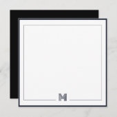 Minimalist Monogram Double Border Stationery Notitiekaartje (Voorkant / Achterkant)