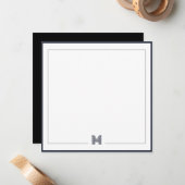 Minimalist Monogram Double Border Stationery Notitiekaartje (Voorkant / Achterkant in situ)