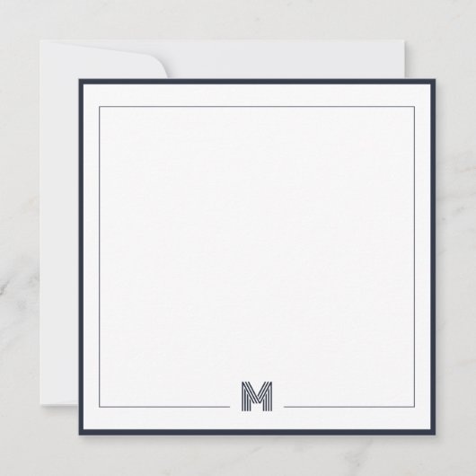 Minimalist Monogram Double Border Stationery Notitiekaartje (Voorkant)