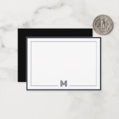 Minimalist Monogram Double Border Stationery Notitiekaartje (Voorkant / Achterkant in situ)