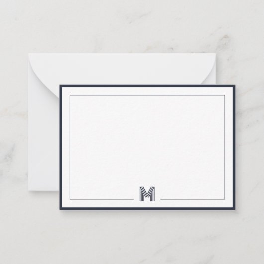 Minimalist Monogram Double Border Stationery Notitiekaartje (Voorkant)